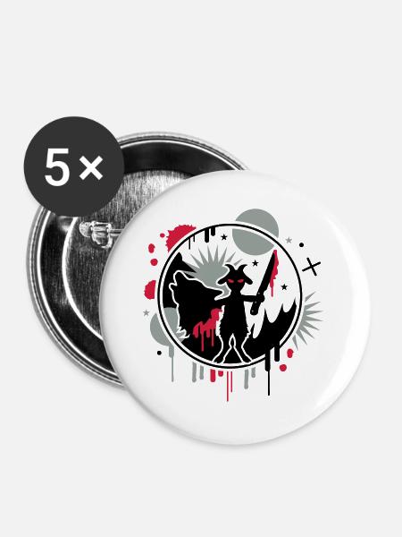 Der Wolf und das 7.Geisslein - Buttons groß 56 mm (5er Pack) - Weiß