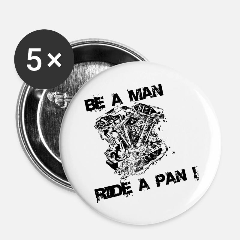 Reiten Sie einen Pan - Buttons groß 56 mm (5er Pack) - Weiß