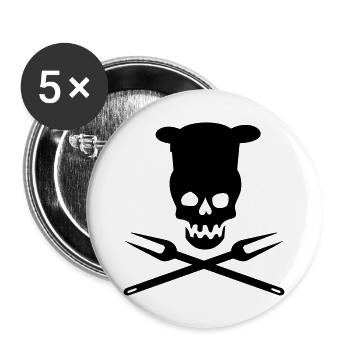 griller - Lot de 5 grands badges (56 mm) - blanc - Devant