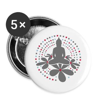 Mandala Bouddha - Lot de 5 grands badges (56 mm) - blanc - Devant