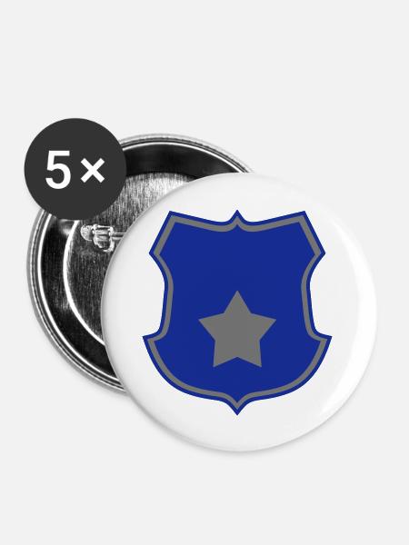 Polizei - Buttons groß 56 mm (5er Pack) - Weiß