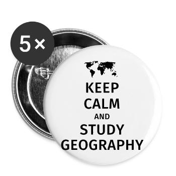 keep calm and study geography - Buttons large 2.2''/56 mm (5-pack) - white - Front