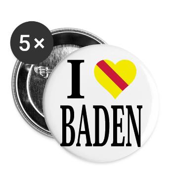 I love Baden - Buttons groß 56 mm (5er Pack) - Weiß - Vorne