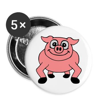 Cute cartoon comic pig peeps friendly - Buttons large 2.2''/56 mm (5-pack) - white - Front