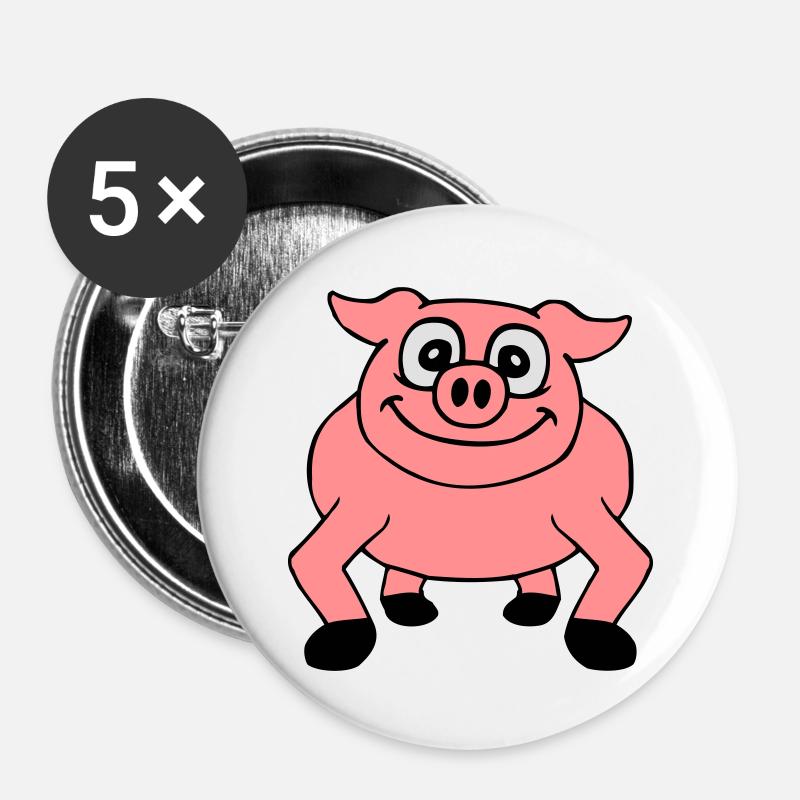 Cute cartoon comic pig peeps friendly - Buttons large 2.2''/56 mm (5-pack) - white