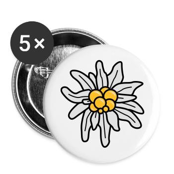 Edelweiss - Buttons groß 56 mm (5er Pack) - Weiß - Vorne