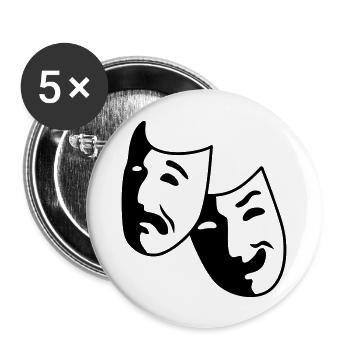 Theater - Maske - Schauspieler - Buttons groß 56 mm (5er Pack) - Weiß - Vorne