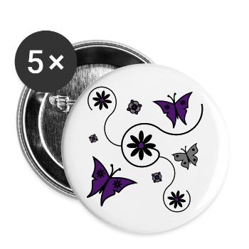 Schmetterling Frühling - Buttons groß 56 mm (5er Pack) - Weiß - Vorne