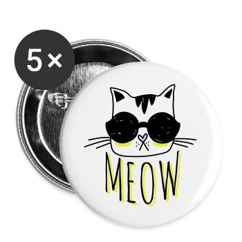 Cool Cat - Buttons large 2.2''/56 mm (5-pack) - white - Front