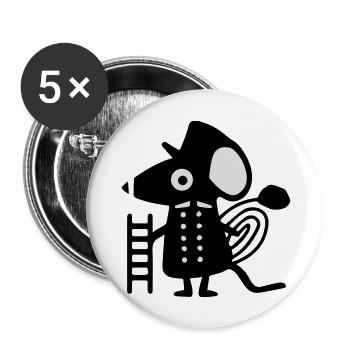 Maus als Schornsteinfeger - Buttons groß 56 mm (5er Pack) - Weiß - Vorne