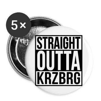 Straight outta krzbrg Kreuzberg Berlin Hip Hop Rap - Buttons groß 56 mm (5er Pack) - Weiß - Vorne