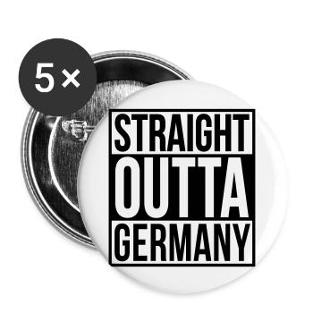 Straight Outta Germany Hip Hop Rap Statement - Buttons groß 56 mm (5er Pack) - Weiß - Vorne