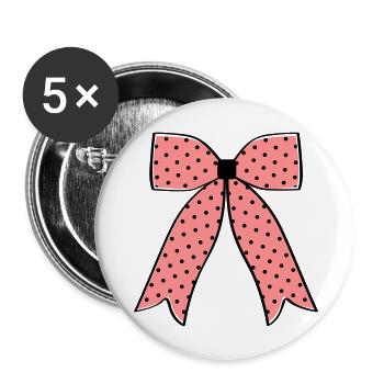 Rockabilly-Schleife - Buttons groß 56 mm (5er Pack) - Weiß - Vorne