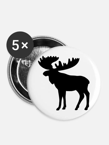 Elch - Buttons groß 56 mm (5er Pack) - Weiß