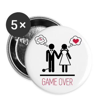 game over 3 - 2 - Lot de 5 grands badges (56 mm) - blanc - Devant