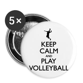 Keep Calm play Volleyball - Buttons groot 56 mm (5-pack) - wit - Voor