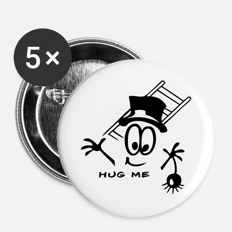 Schornsteinfeger Glücksbringer - Buttons groß 56 mm (5er Pack) - Weiß