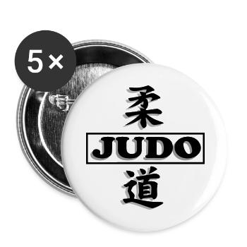 Motif judo calligraphie Japon France - Lot de 5 grands badges (56 mm) - blanc - Devant