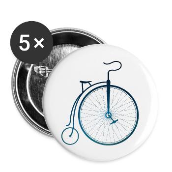 Hochrad / Old bicycle - Buttons groß 56 mm (5er Pack) - Weiß - Vorne