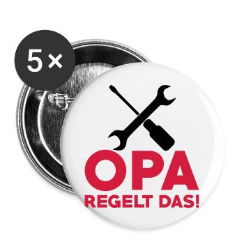 Opa regelt das - Buttons groß 56 mm (5er Pack) - Weiß - Vorne
