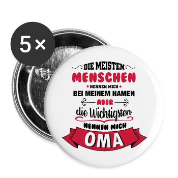 Beim Namen nennen - Oma - Buttons groß 56 mm (5er Pack) - Weiß - Vorne