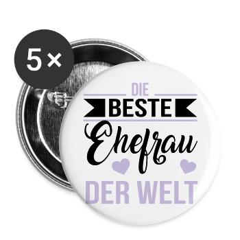 Die beste Ehefrau der Welt - Buttons groß 56 mm (5er Pack) - Weiß - Vorne
