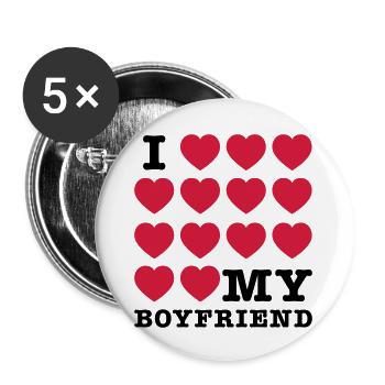 I love my boyfriend (3) - Buttons groß 56 mm (5er Pack) - Weiß - Vorne