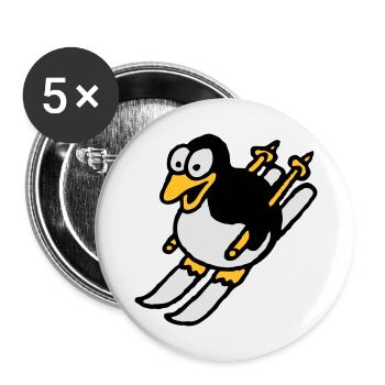 pinguin_ski_022011_i_3c - Buttons groß 56 mm (5er Pack) - Weiß - Vorne