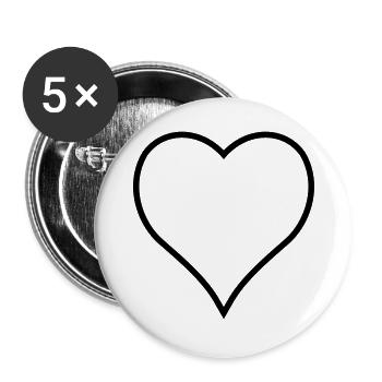cœur - Lot de 5 grands badges (56 mm) - blanc - Devant