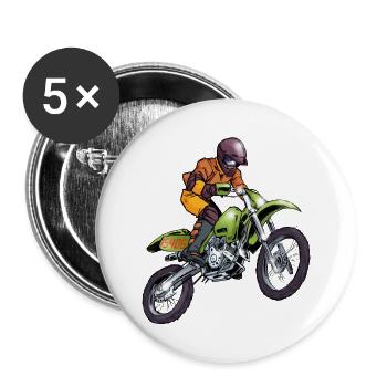 Comic Motocross - 1 Bike - Buttons groß 56 mm (5er Pack) - Weiß - Vorne