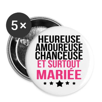 et surtout mariée - Lot de 5 grands badges (56 mm) - blanc - Devant