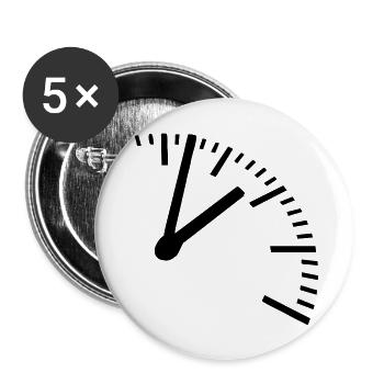 Zeit, Uhr - Buttons groß 56 mm (5er Pack) - Weiß - Vorne