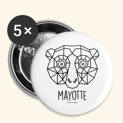 MAKI MAYOTTE geométrique - Lot de 5 grands badges (56 mm)