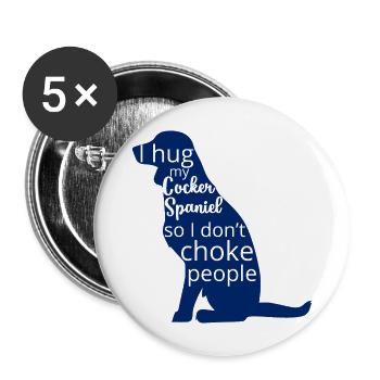 Chien / Cocker: Je Hug mon cocker, Soleil - Lot de 5 grands badges (56 mm) - blanc - Devant