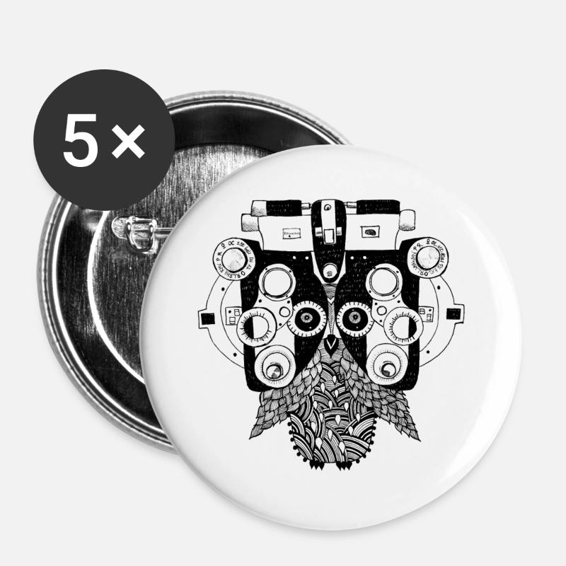 Phoropter owl - Buttons large 2.2''/56 mm (5-pack) - white