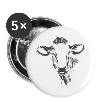 cow215 - Buttons groß 56 mm (5er Pack) - Weiß - Vorne