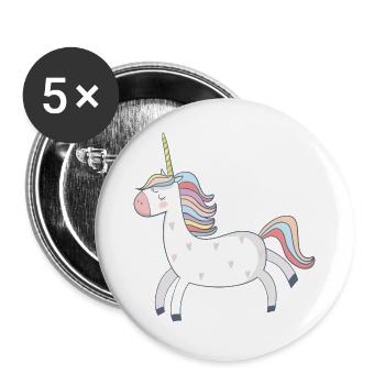 Einhorn - Buttons groß 56 mm (5er Pack) - Weiß - Vorne