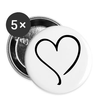 heart - Buttons large 2.2''/56 mm (5-pack) - white - Front