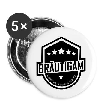 Bräutigam - Buttons groß 56 mm (5er Pack) - Weiß - Vorne