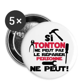 si tonton - Lot de 5 grands badges (56 mm) - blanc - Devant