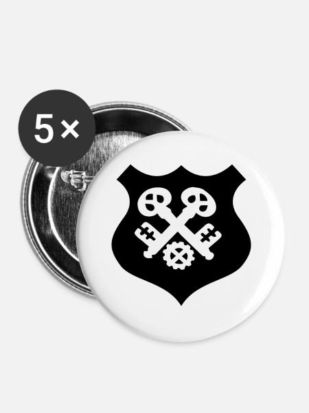 Zunftsymbold Schlosser - Buttons groß 56 mm (5er Pack) - Weiß
