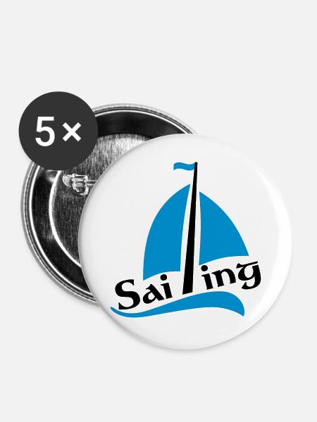 Segelboot - Buttons groß 56 mm (5er Pack) - Weiß