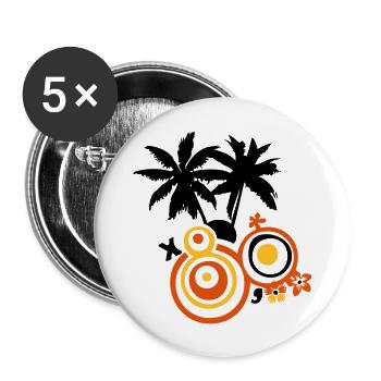 Palm Sommer für Surfer - Buttons groß 56 mm (5er Pack) - Weiß - Vorne