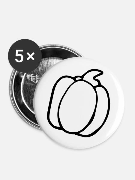Paprika - Buttons groß 56 mm (5er Pack) - Weiß