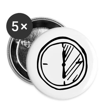 Uhr, halbe Std, , schnell, langsam, Stoppuhr, - Buttons groß 56 mm (5er Pack) - Weiß - Vorne