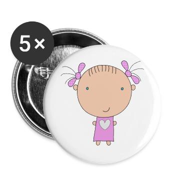 Calinette, das kleine Mädchen - Buttons groß 56 mm (5er Pack) - Weiß - Vorne