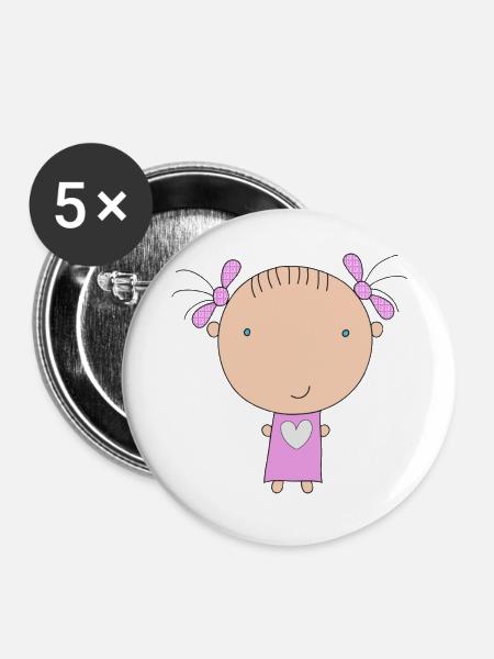Calinette, das kleine Mädchen - Buttons groß 56 mm (5er Pack) - Weiß