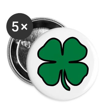 kleeblatt glueck shamrock luck four leaf clover9 - Buttons groß 56 mm (5er Pack) - Weiß - Vorne