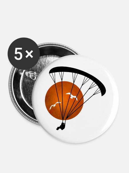 Sonnenuntergang Paragliding Silhouette - Buttons groß 56 mm (5er Pack) - Weiß