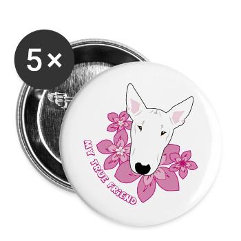 Bullterrier white - Buttons groß 56 mm (5er Pack) - Weiß - Vorne